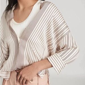 NWT. Reiss Carlie Striped Blouse in Cream